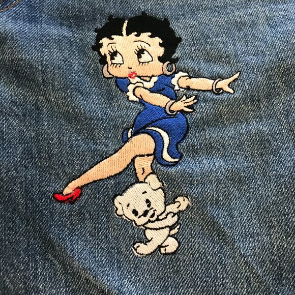 Vintage Too Cute Guetta Brothers Cut Off Shorts Women M Blue Betty Boop Raw Hem - Picture 11 of 13